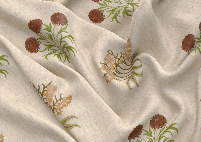William Morris Lily Flower Embroidery, Madder - Roman Blind - Image 4
